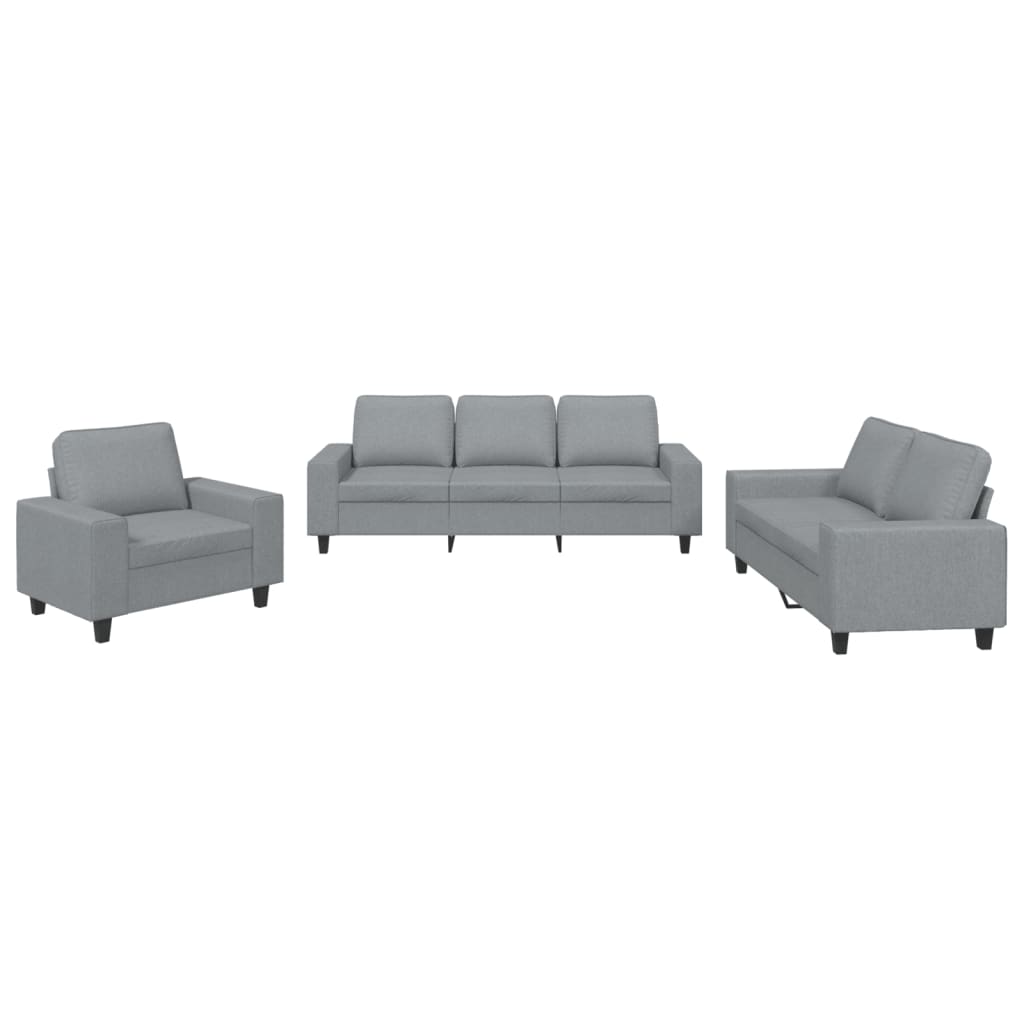 Ensemble de canapés 3 pcs gris clair tissu