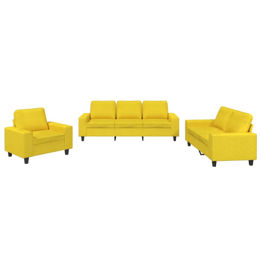 Ensemble de canapés 3 pcs jaune clair tissu