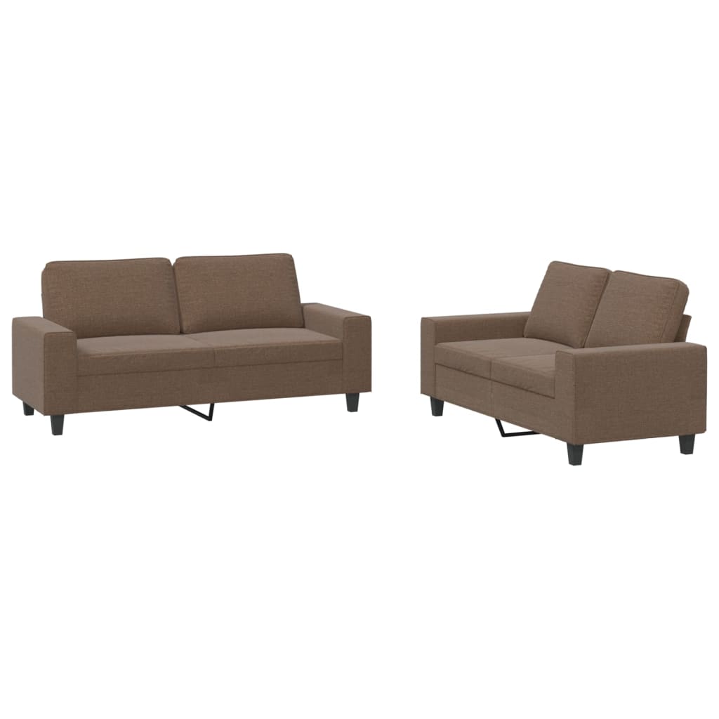 Ensemble de canapés 2 pcs marron tissu