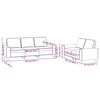 Ensemble de canapés 2 pcs gris clair tissu