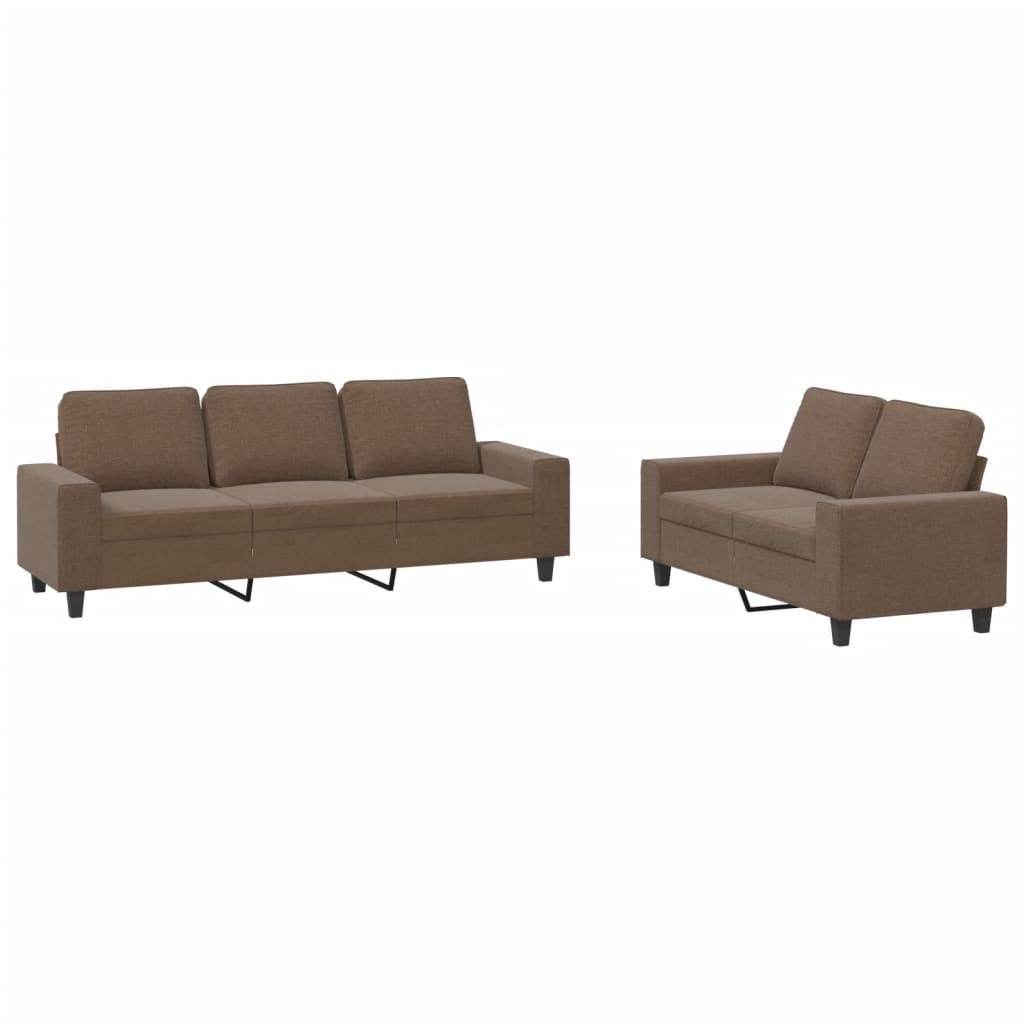 Ensemble de canapés 2 pcs marron tissu