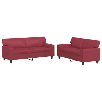 Ensemble de canapés 2 pcs rouge bordeaux similicuir