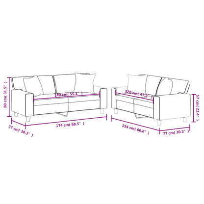 Ensemble de canapés 2 pcs avec coussins noir similicuir