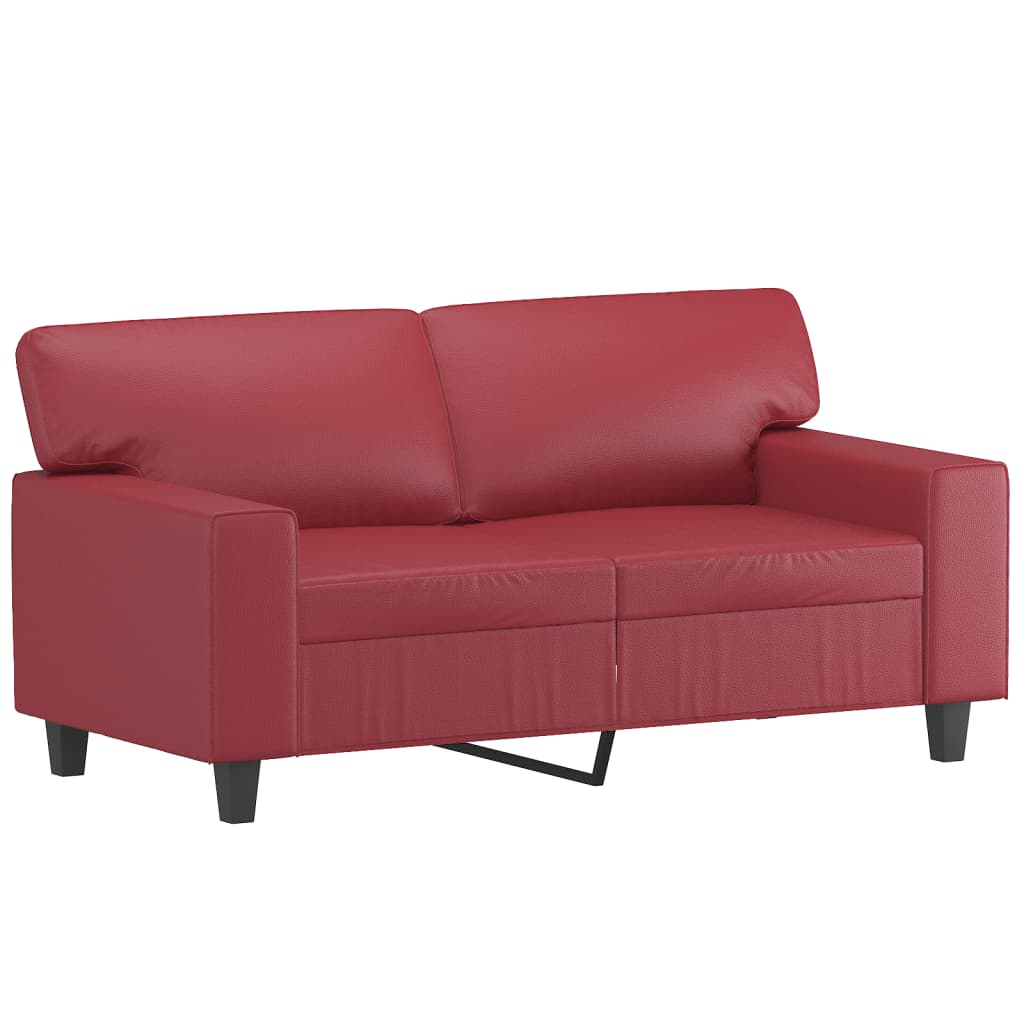 Ensemble de canapés 2 pcs et coussins rouge bordeaux similicuir