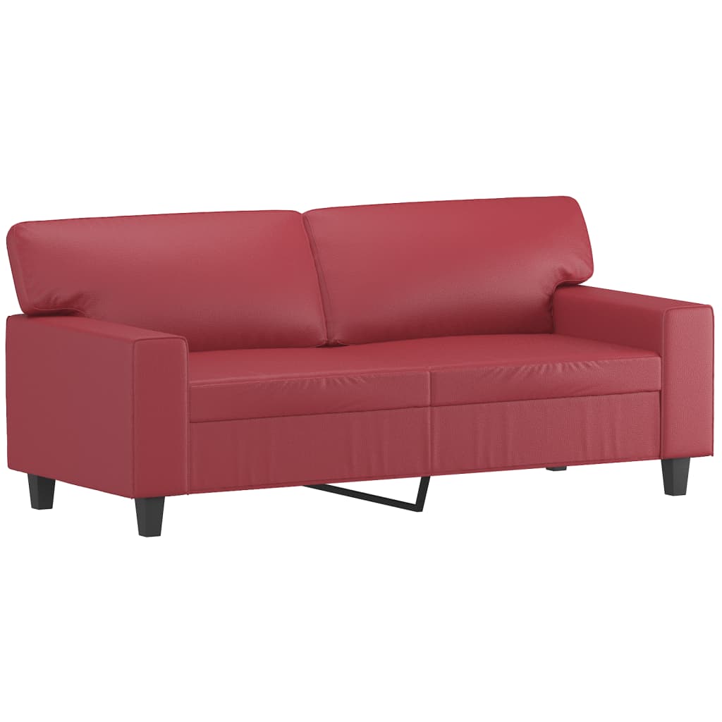 Ensemble de canapés 2 pcs et coussins rouge bordeaux similicuir