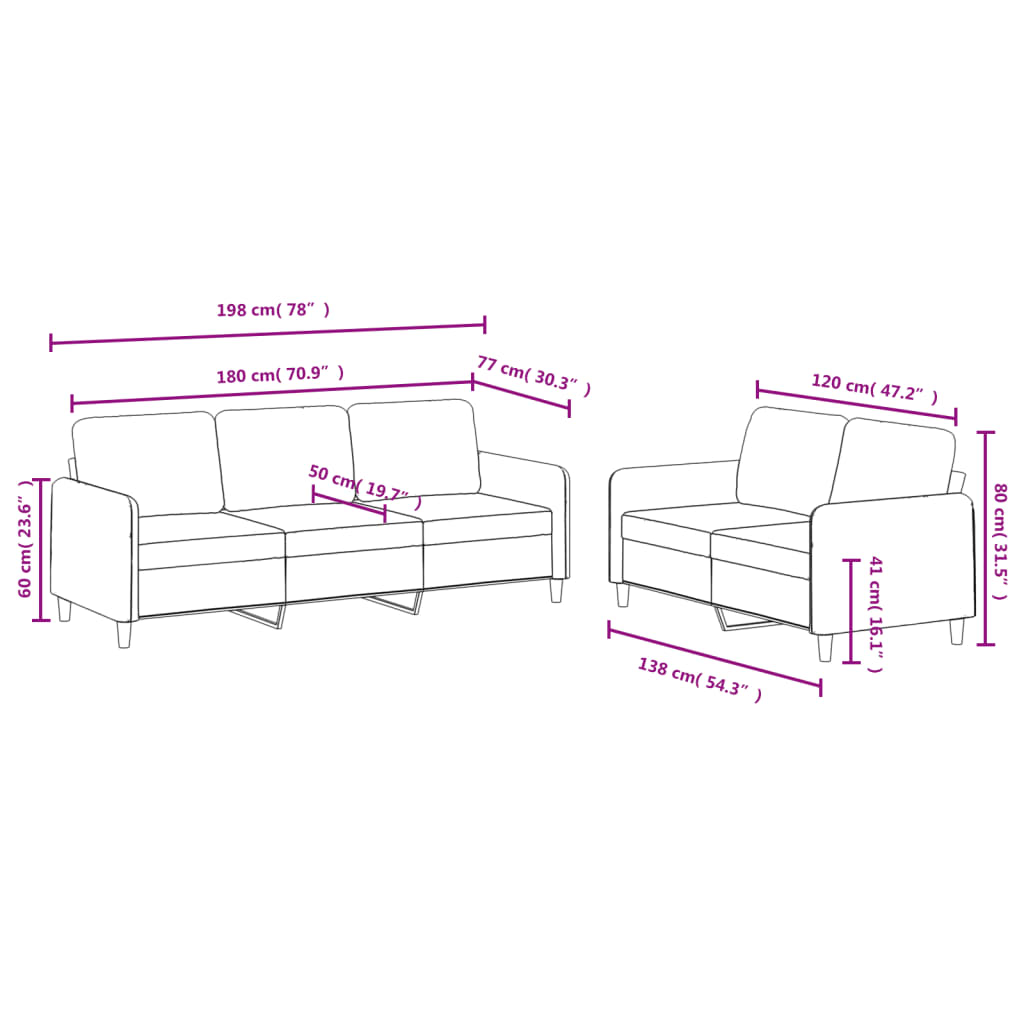 Ensemble de canapés 2 pcs vert foncé velours