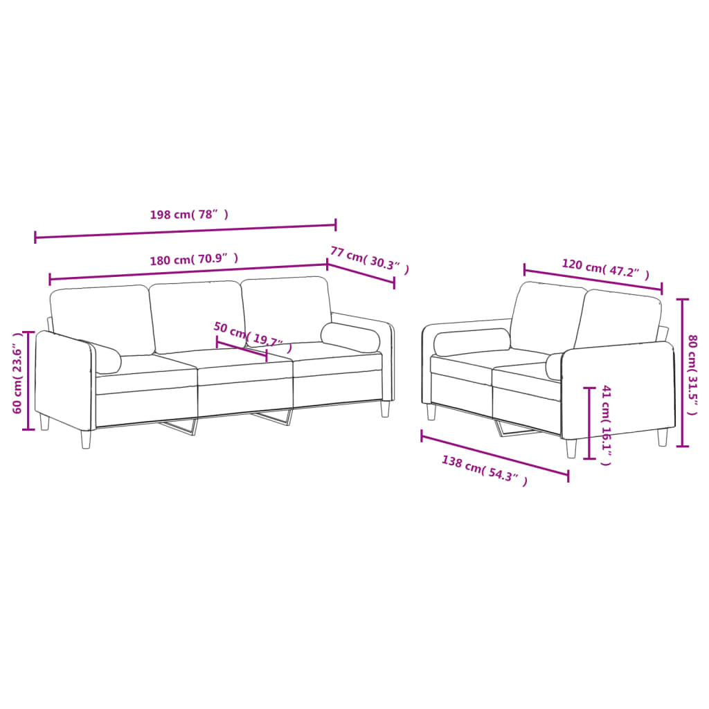 Ensemble de canapés 2 pcs avec coussins jaune velours