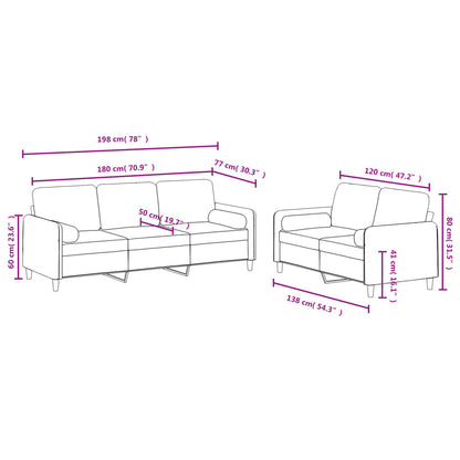 Ensemble de canapés 2 pcs avec coussins jaune velours