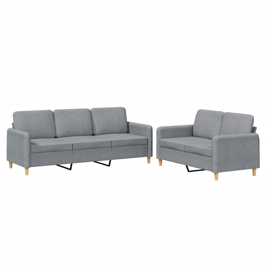 Ensemble de canapés 2 pcs avec coussins Gris clair Tissu