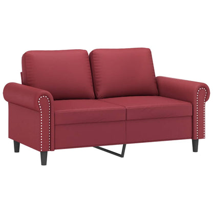 Ensemble de canapés 2 pcs et coussins Rouge bordeaux Similicuir