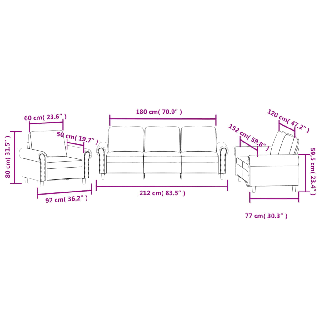 Ensemble de canapés 3 pcs avec coussins Jaune Velours