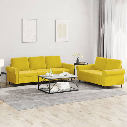 Ensemble de canapés 2 pcs avec coussins Jaune Velours