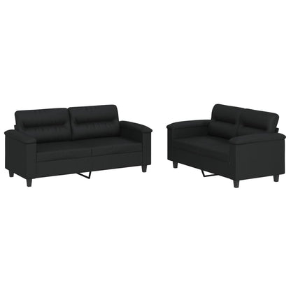 Ensemble de canapés 2 pcs avec coussins Noir Similicuir