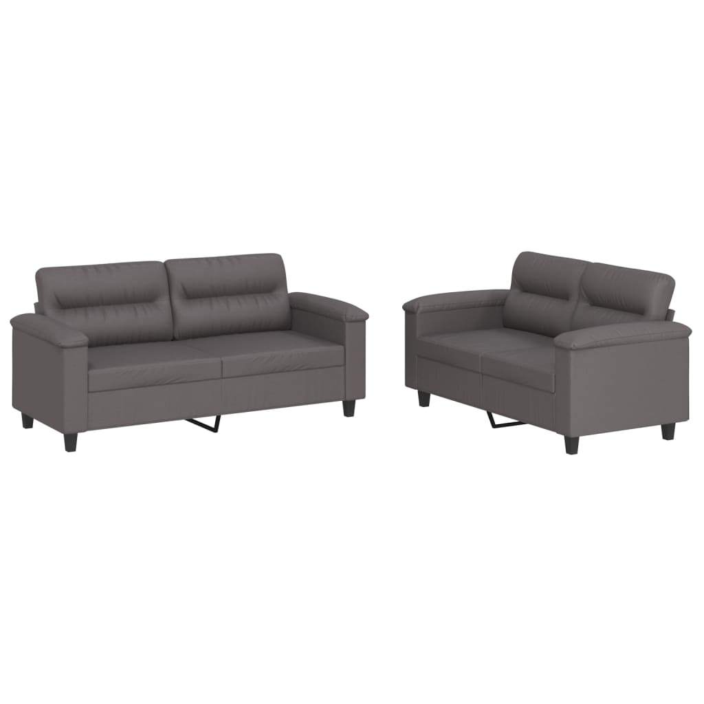 Ensemble de canapés 2 pcs avec coussins Gris Similicuir