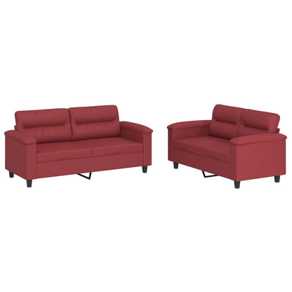 Ensemble de canapés 2 pcs et coussins Rouge bordeaux Similicuir