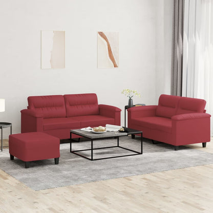 Ensemble de canapés 3 pcs et coussins Rouge bordeaux Similicuir