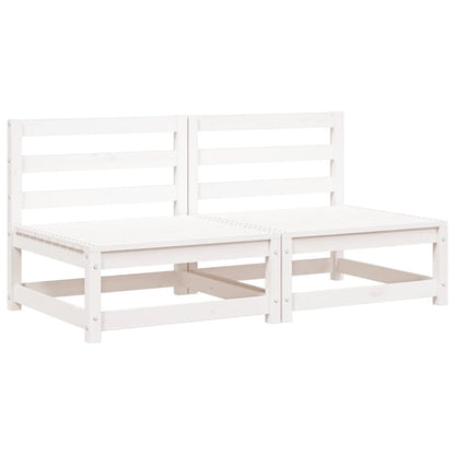 Canapés de jardin sans accoudoirs 2 pcs blanc bois pin massif