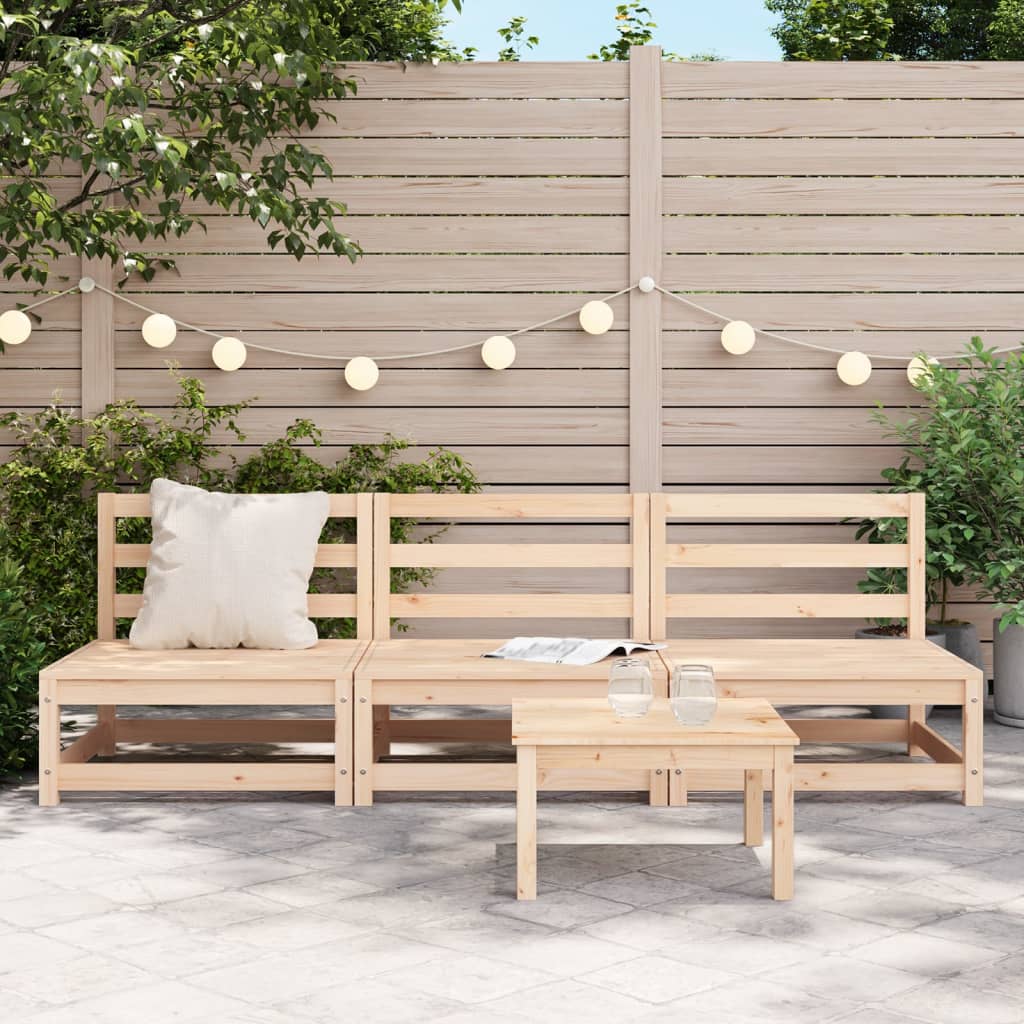 Canapés de jardin sans accoudoirs 3 pcs bois de pin massif