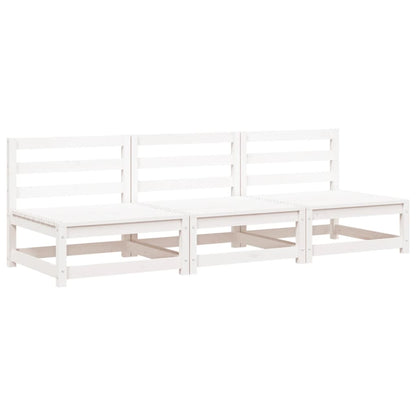 Canapés de jardin sans accoudoirs 3 pcs blanc bois pin massif