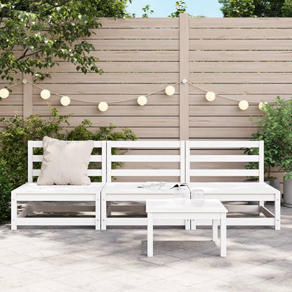 Canapés de jardin sans accoudoirs 3 pcs blanc bois pin massif