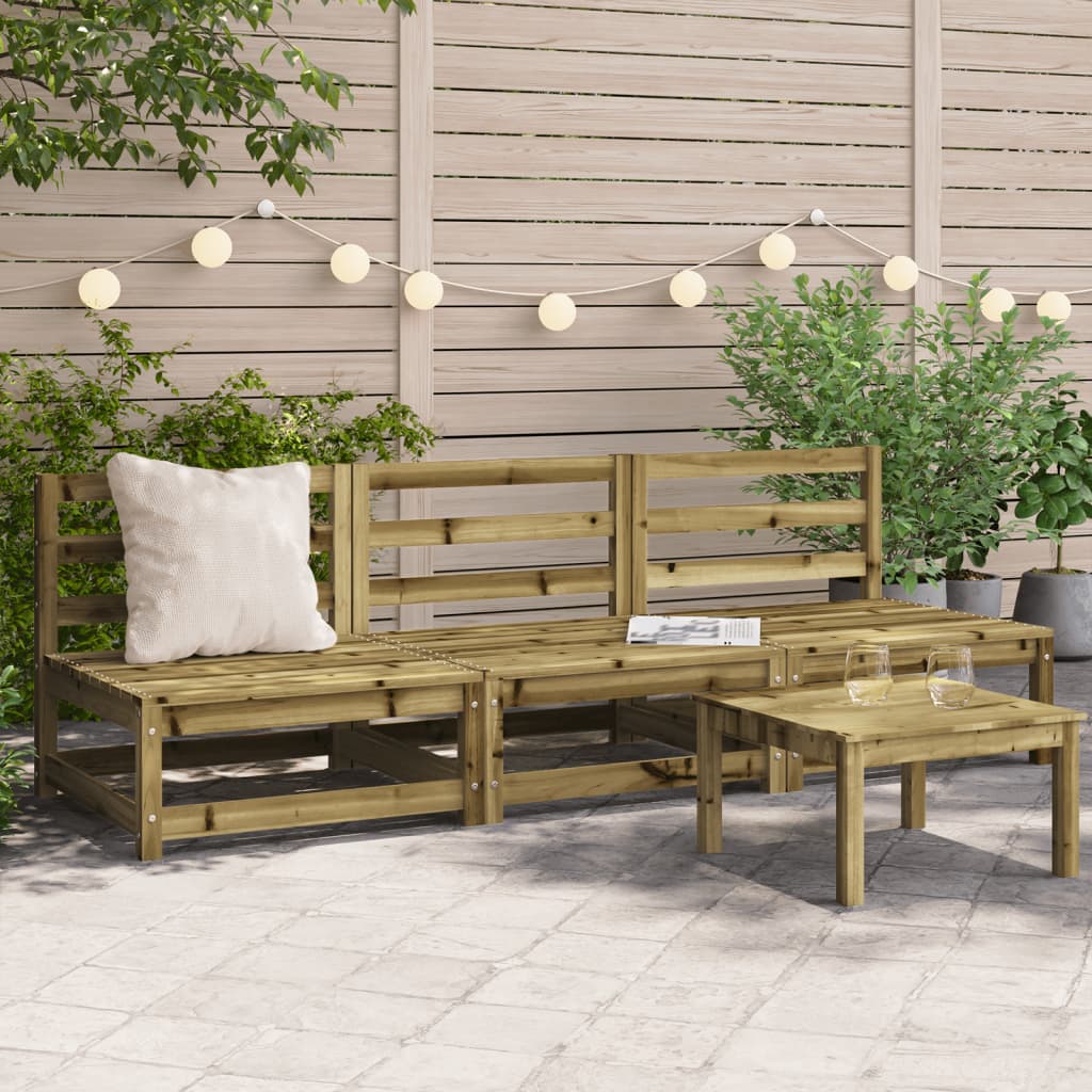 Canapés de jardin sans accoudoirs 3 pcs bois de pin imprégné