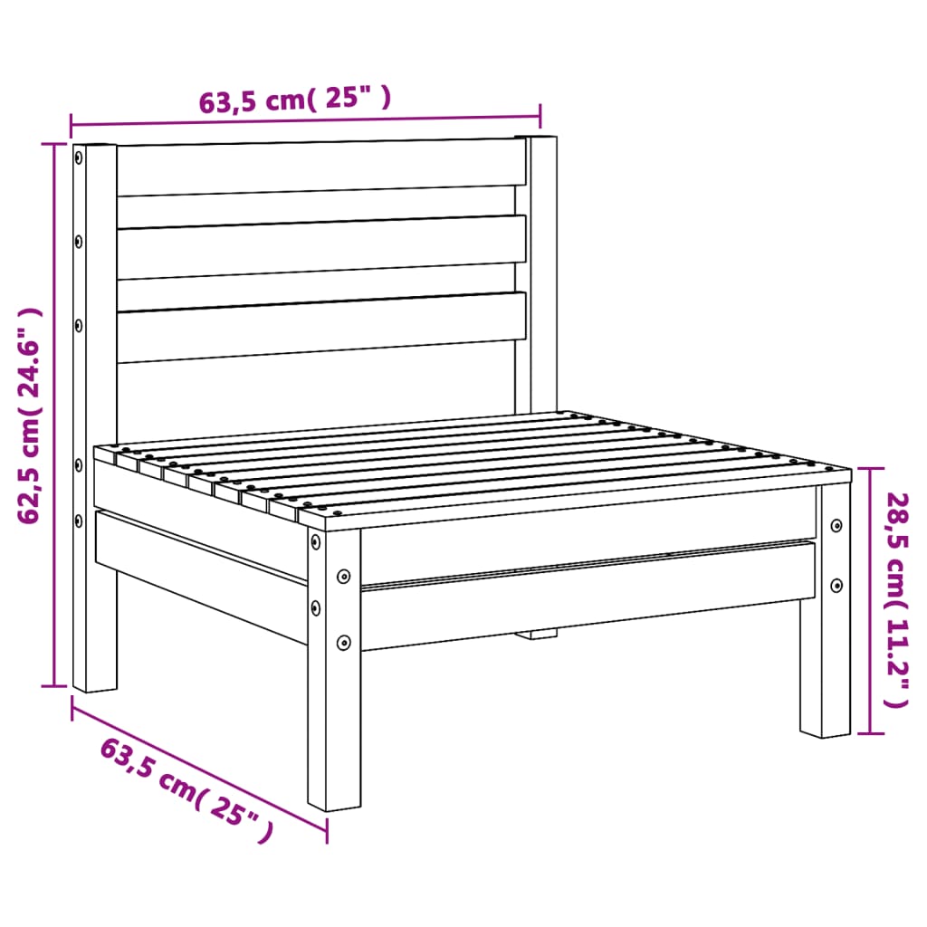 Canapés de jardin sans accoudoirs 2 pcs cire marron bois massif