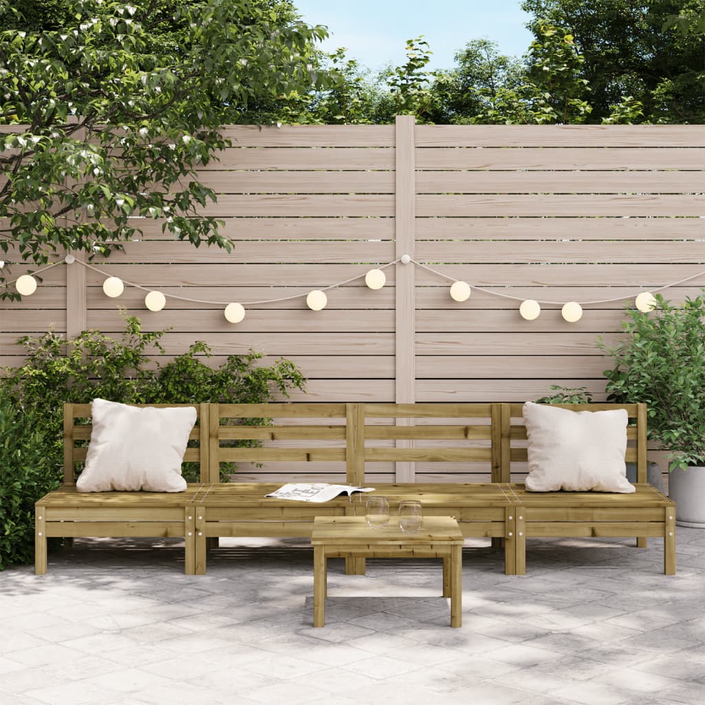 Canapés de jardin sans accoudoirs 4 pcs bois pin imprégné