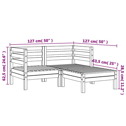 Canapé de jardin 2 places avec repose-pieds bois pin imprégné