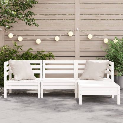 Canapé de jardin 3 places et repose-pied blanc bois pin massif