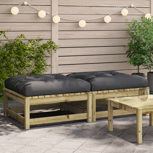 Repose-pieds de jardin avec coussins lot de 2 bois pin imprégné