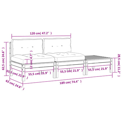 Canapé de jardin avec coussins et repose-pied 2 places