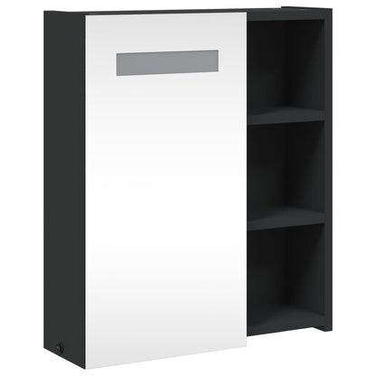 Armoire de salle de bain à miroir avec LED noir 45x13x52 cm