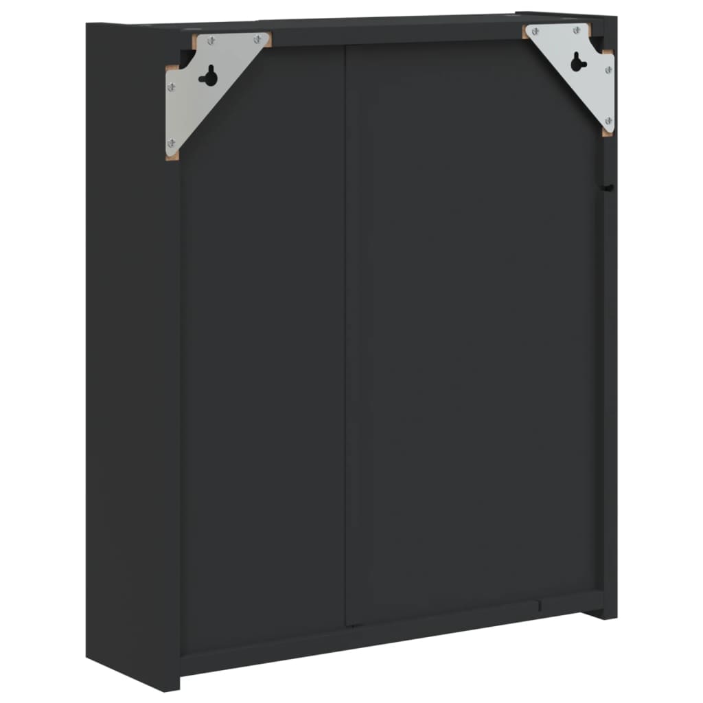 Armoire de salle de bain à miroir avec LED noir 45x13x52 cm