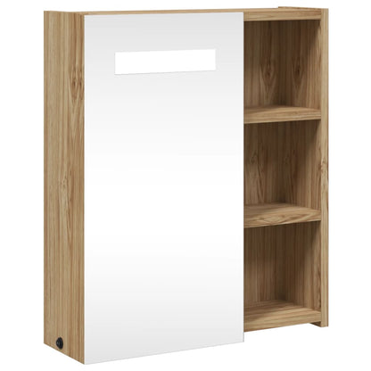 Armoire de salle de bain à miroir avec LED chêne 45x13x52 cm