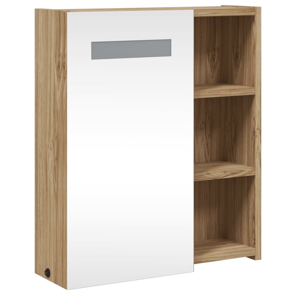 Armoire de salle de bain à miroir avec LED chêne 45x13x52 cm