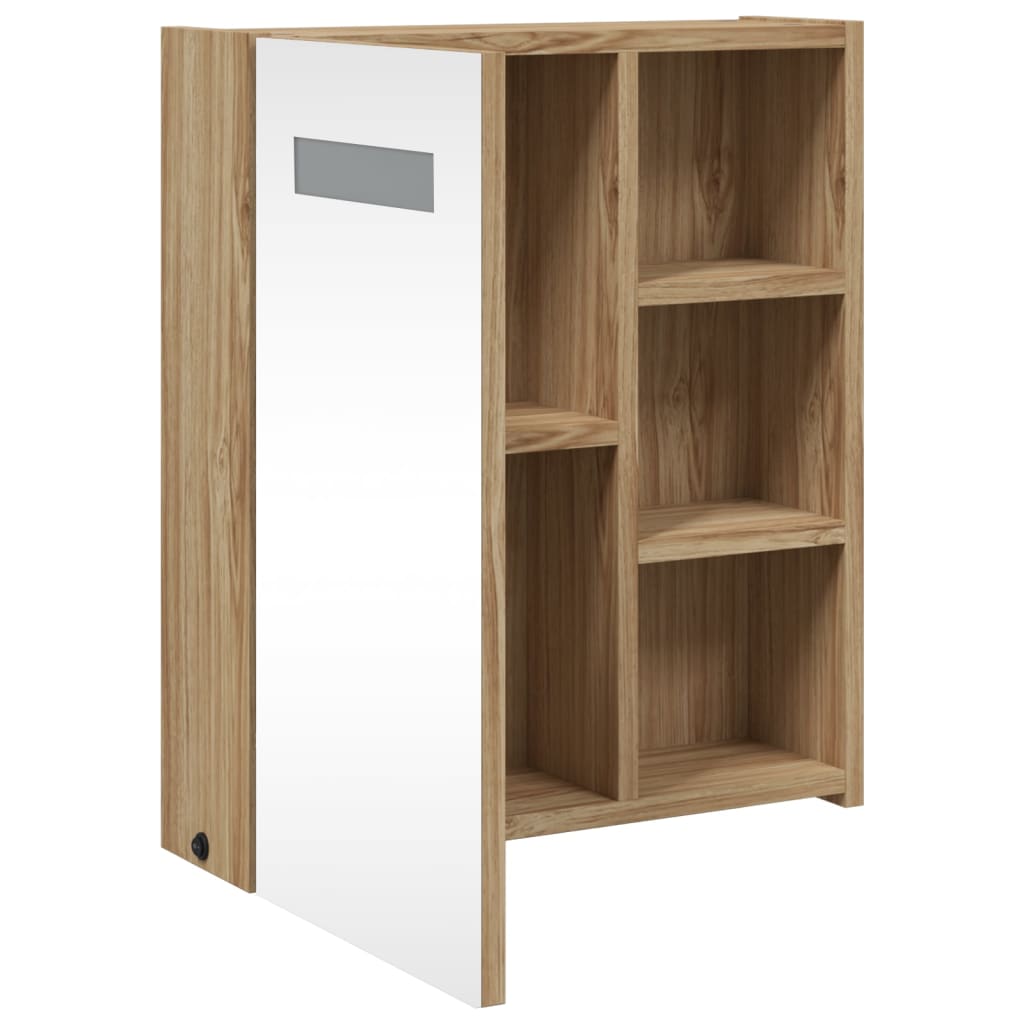 Armoire de salle de bain à miroir avec LED chêne 45x13x52 cm