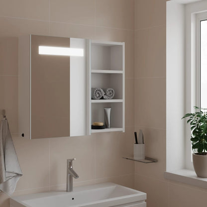 Armoire de salle de bain à miroir avec LED blanc 60x13x52 cm