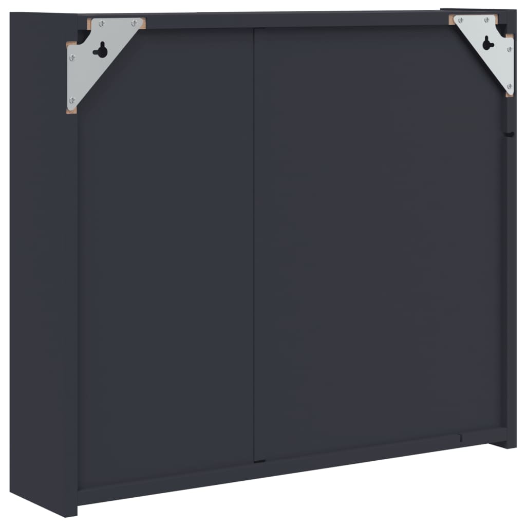 Armoire de salle de bain à miroir avec LED gris 60x13x52 cm