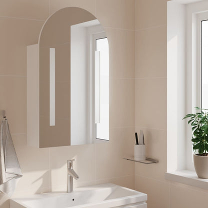 Armoire de bain à miroir avec LED arquée blanc 42x13x70 cm