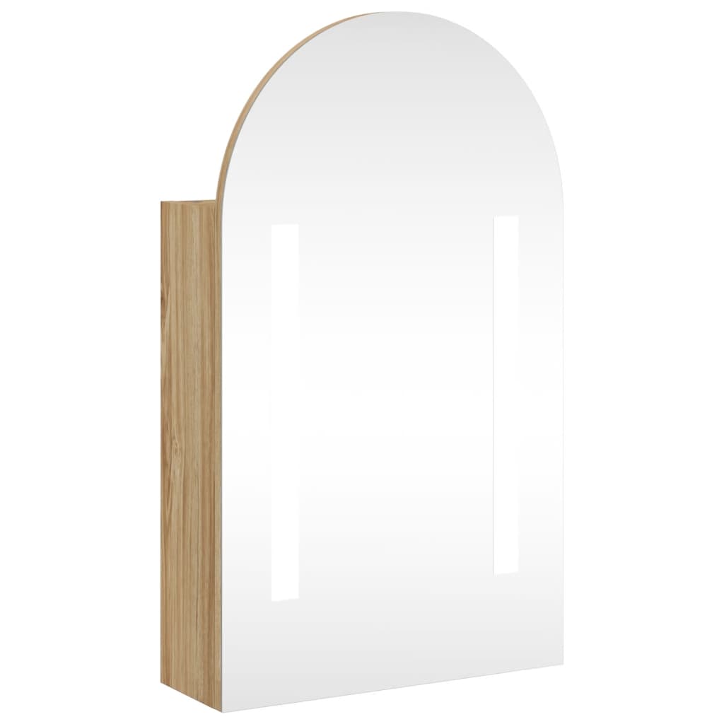 Armoire de bain à miroir avec LED arquée chêne 42x13x70 cm