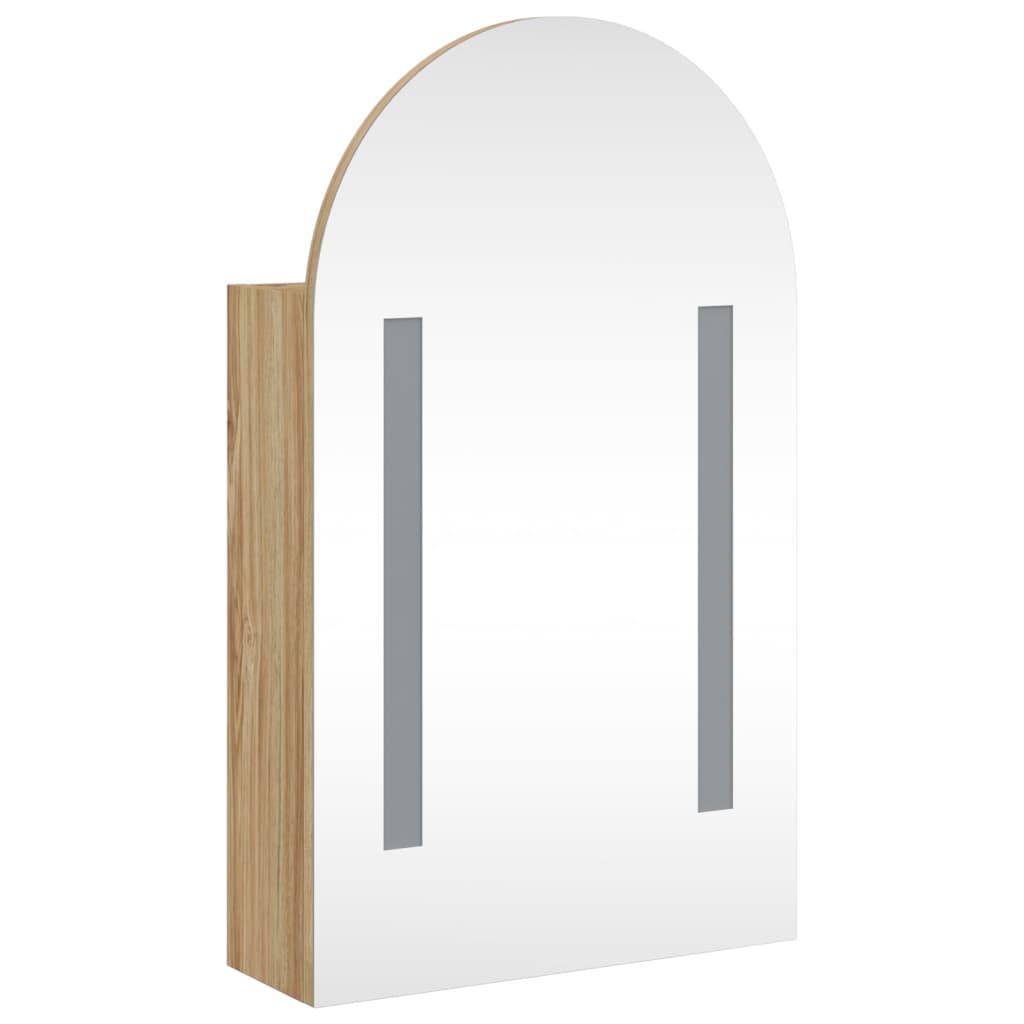 Armoire de bain à miroir avec LED arquée chêne 42x13x70 cm