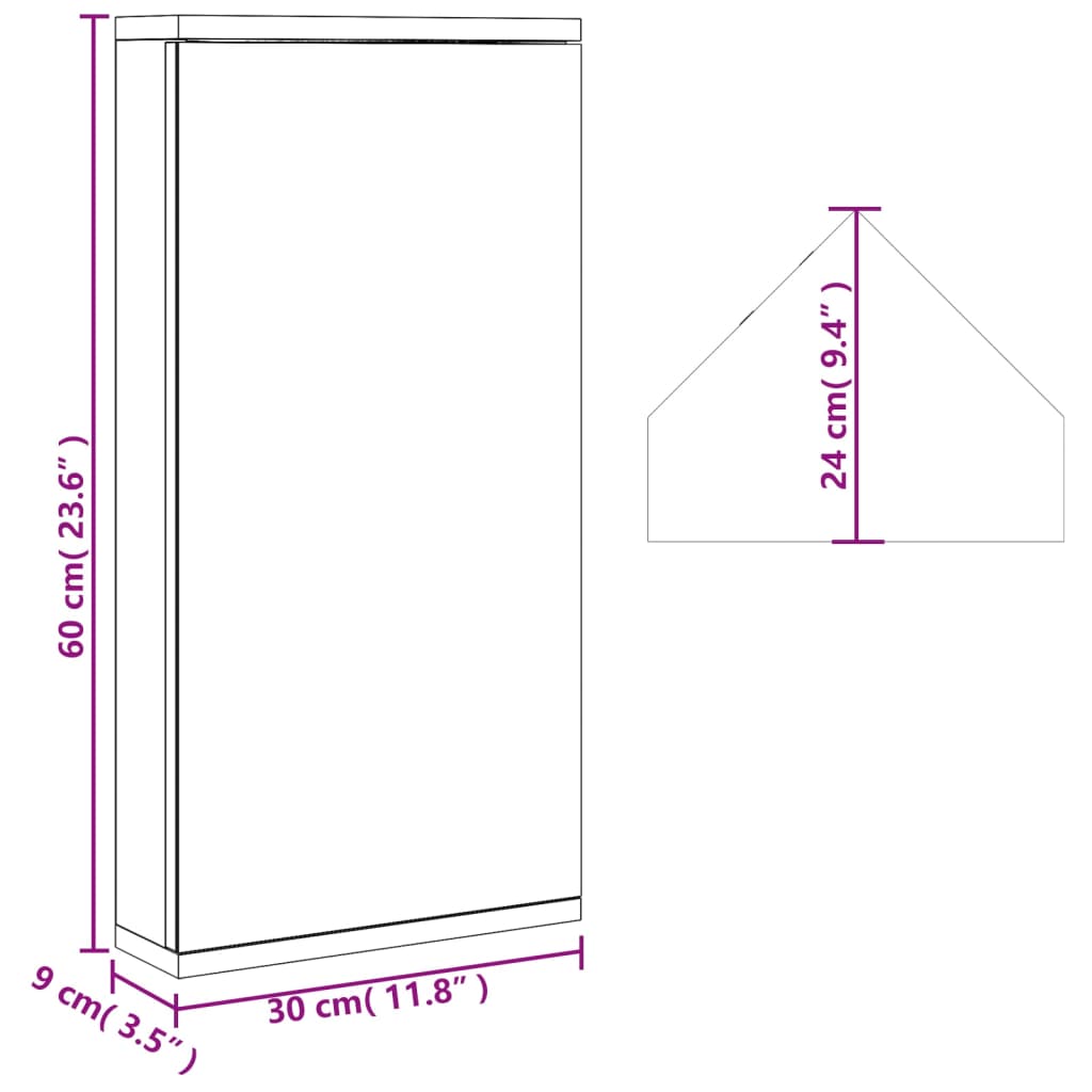 Armoire de bain à miroir d'angle blanc 30x24x60 cm