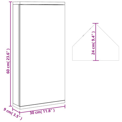 Armoire de bain à miroir d'angle noir 30x24x60 cm