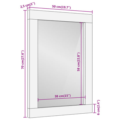 Miroir de bain 50x70x2,5 cm bois de manguier massif et verre