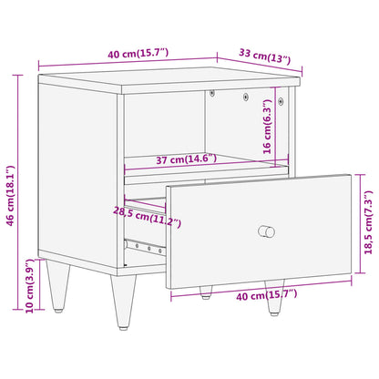 Table de chevet 40x33x46 cm Bois de manguier solide