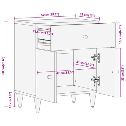 Table de chevet 50x33x60 cm bois de manguier massif