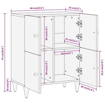 Armoire latérale 60x33x75 cm bois massif de manguier