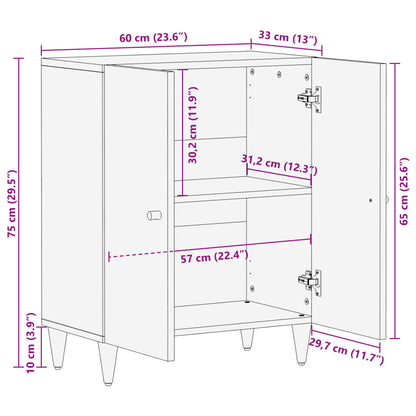 Armoire latérale 60x33x75 cm bois massif de manguier