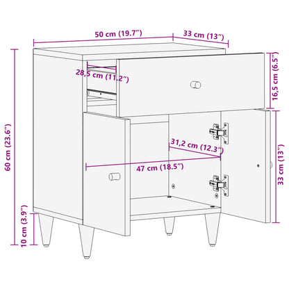 Table de chevet 50x33x60 cm bois de manguier massif