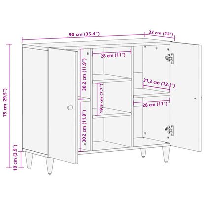 Armoire latérale 90x33x75 cm bois massif de manguier